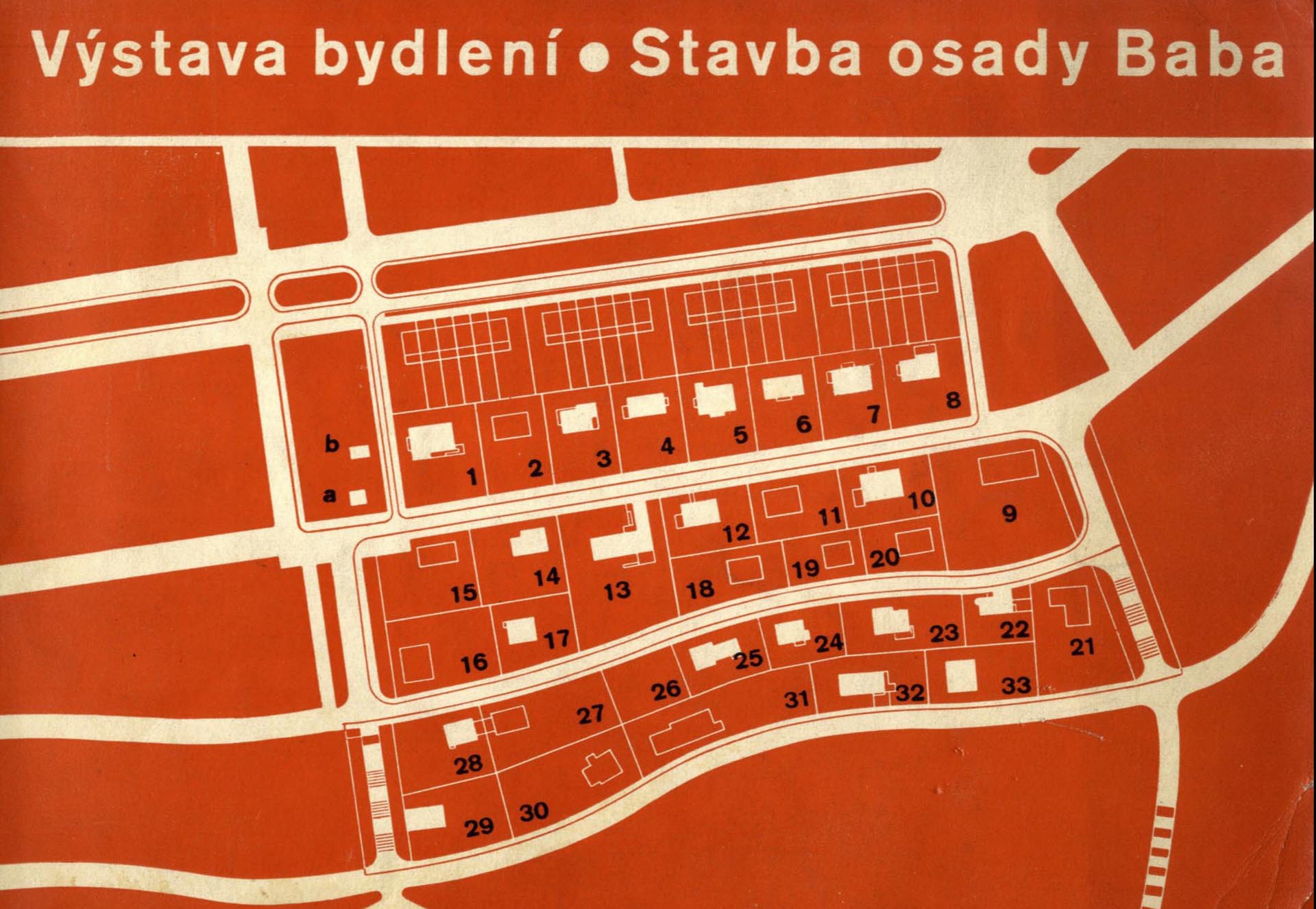 Ladislav-Sutnar-ikonická-obálka-katalogu-Výstavba-bydlení-Stavba-osady-Baba1932.-Plán-realisticky-zobrazuje-domy-jež-byly-k-datu-zahájení-výstavy-realizovány.-2-1